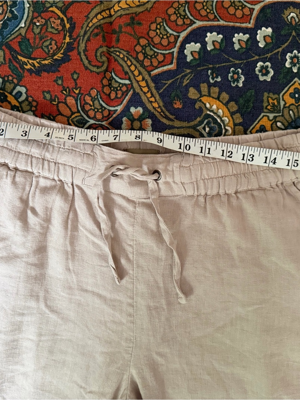 Relaxed Drawstring Linen-Blend Chinos in Beige beach everyday leisure wear - Picture 8 of 9
